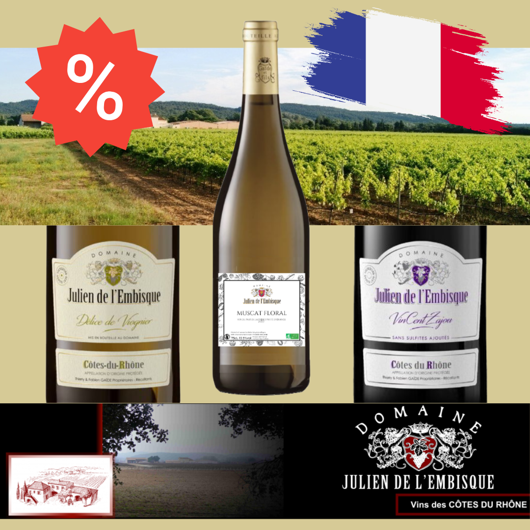 Biowein Probierpaket Rhône, 6 Flaschen, Domaine de l'Embisque - 10 % Rabatt